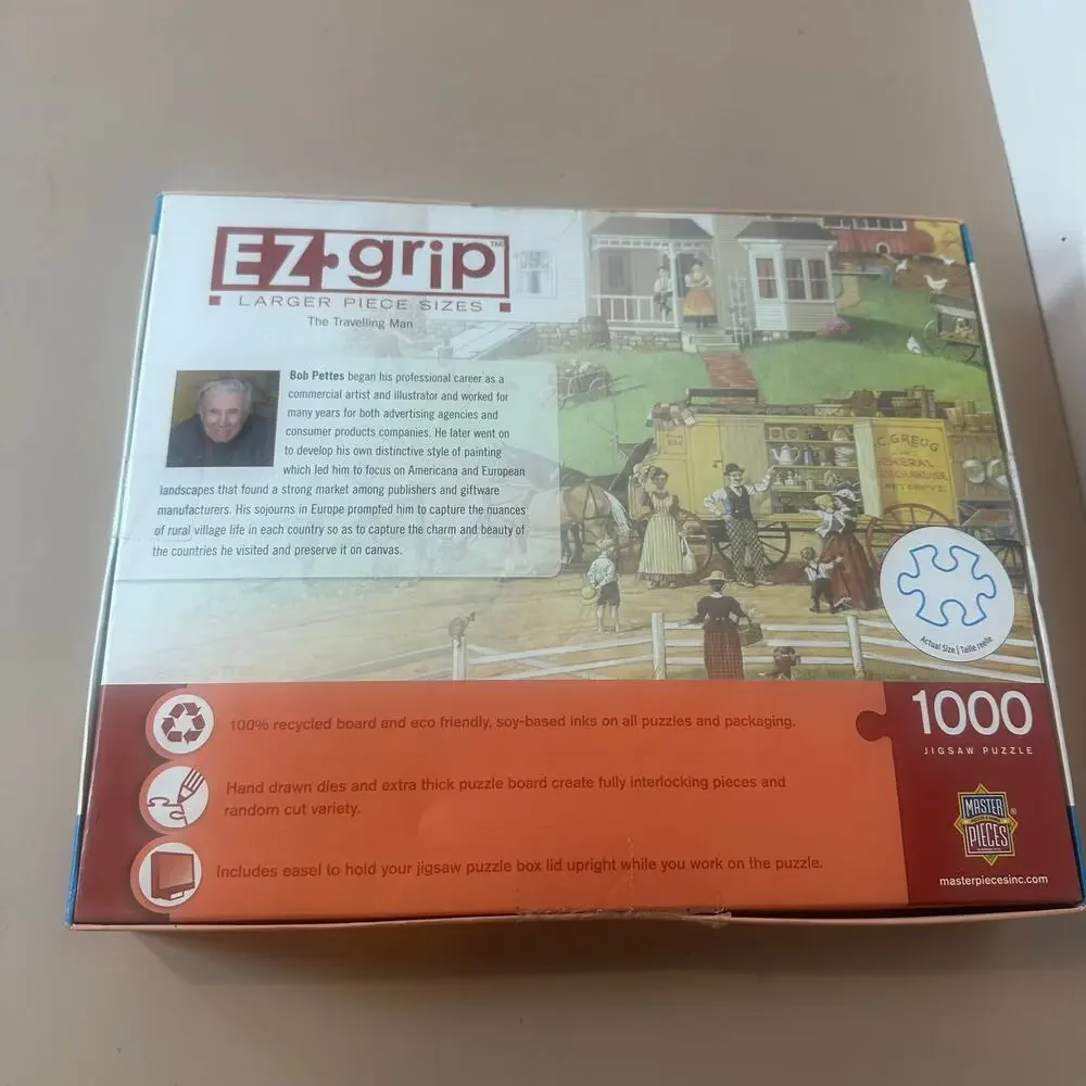 Master Pieces Bob Pettes 72044 Travelling Man EZ Grip 1000 Piece Jigsaw Puzzle